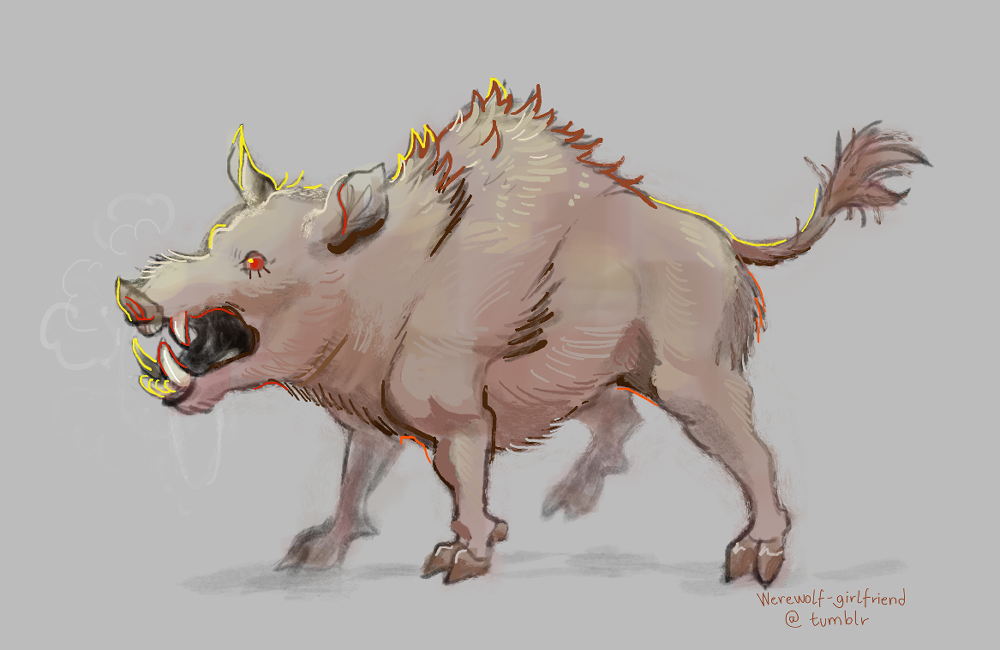 A digital drawing of a boar.